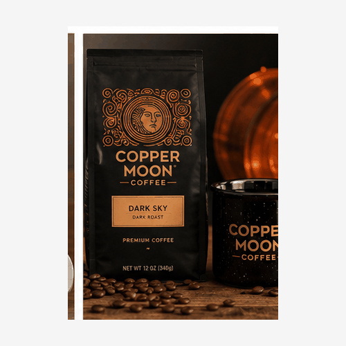 Copper Moon Coffee brand with smooth roasted coffee
